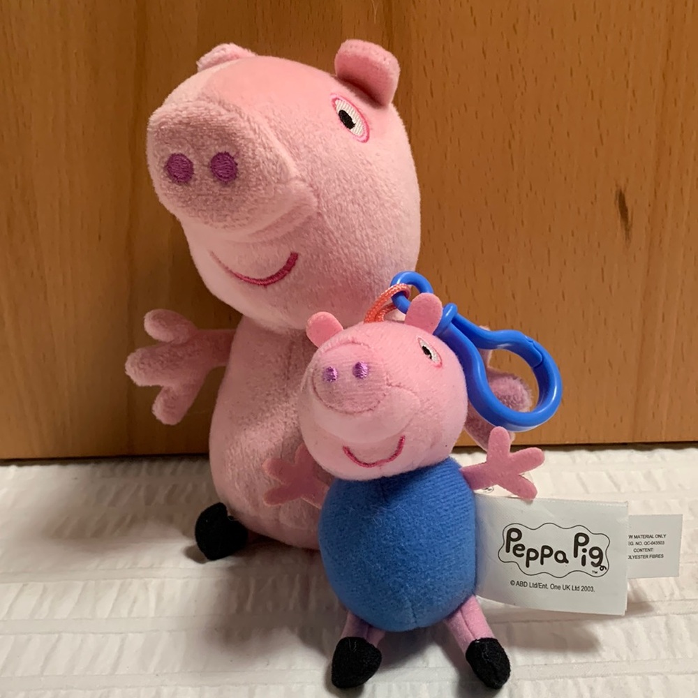 6” Naked Peppa Pig Plush w/4” George Backpack Clip
